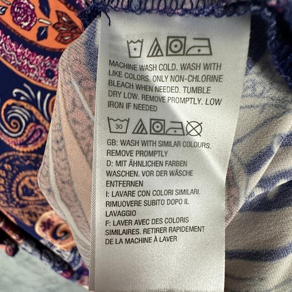 Susan Graver Top Womens Extra Large Navy Paisley Liquid Knit Stretch 3/4 Length - Picture 8 of 13